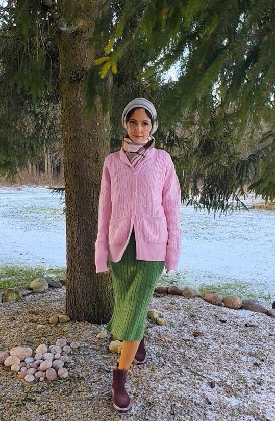 EVAMOODE PINK OXFORD CARDIGAN