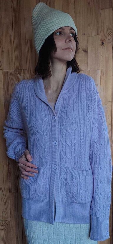 EVAMOODE PURPLE OXFORD CARDIGAN